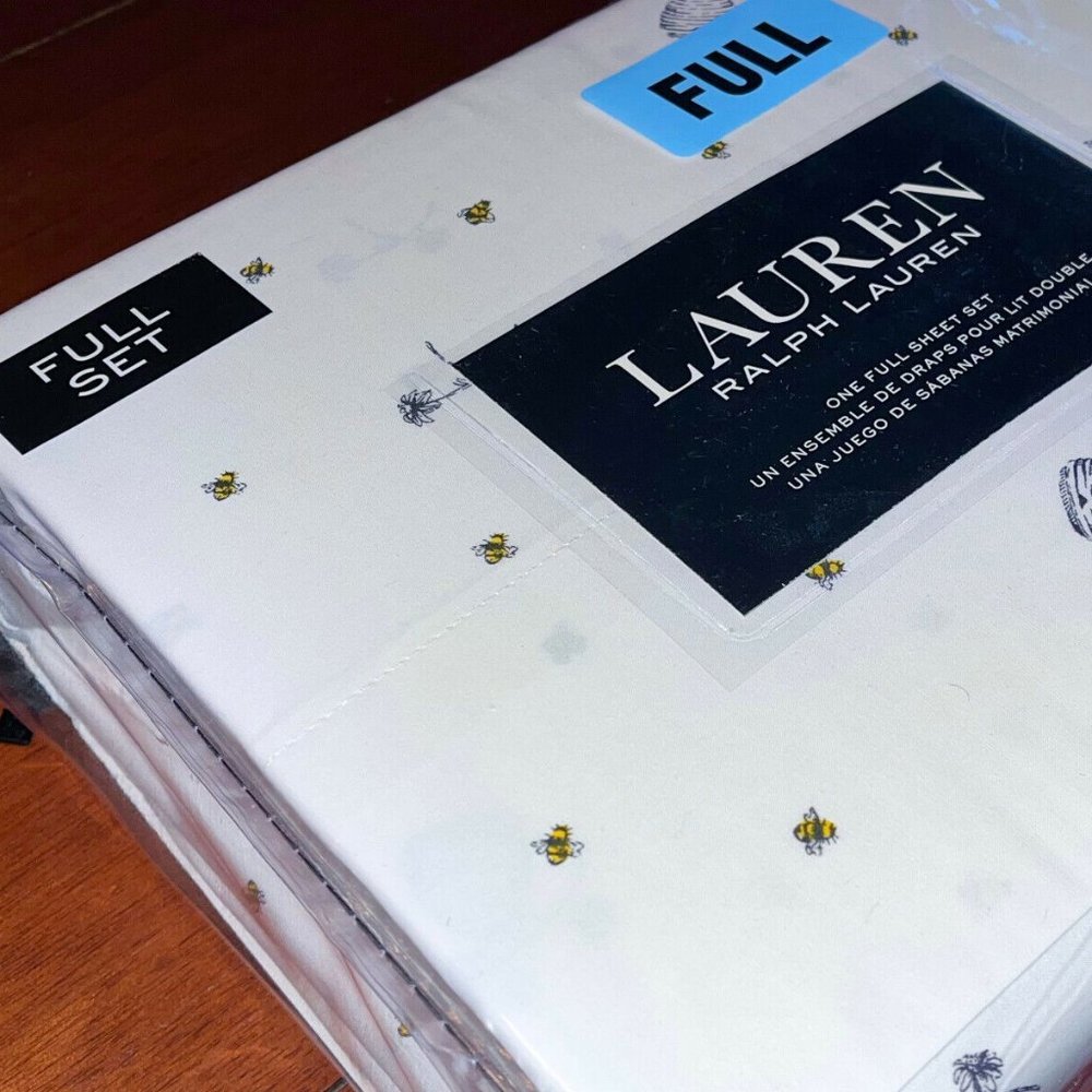 Ralph Lauren FULL Size Sheet Set - Honey Bees Hives Bumblebee (ALL COTTON)